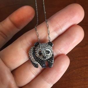 Black and White Diamond Panda Necklace